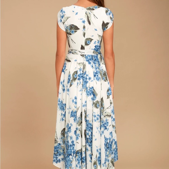 LULUS French Countryside White Floral Print High-Low Dress XS - Picture 5 of 8